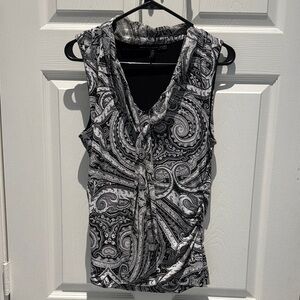 White House Black Market Ruched Tie Front Sleeveless Blouse